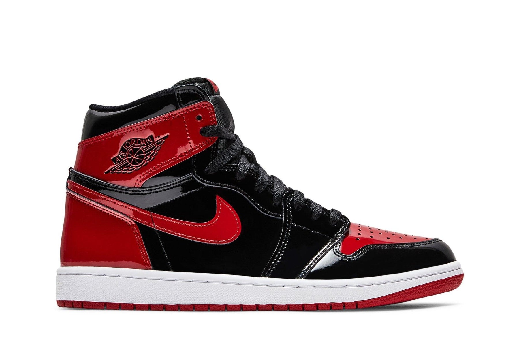 Tênis Air Jordan 1 High Patent Bred Vermelho