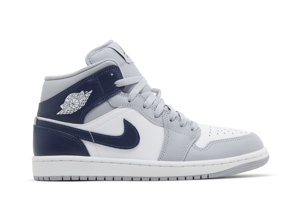 Tênis Air Jordan 1 Mid Wolf Grey Midnight Navy Cinza